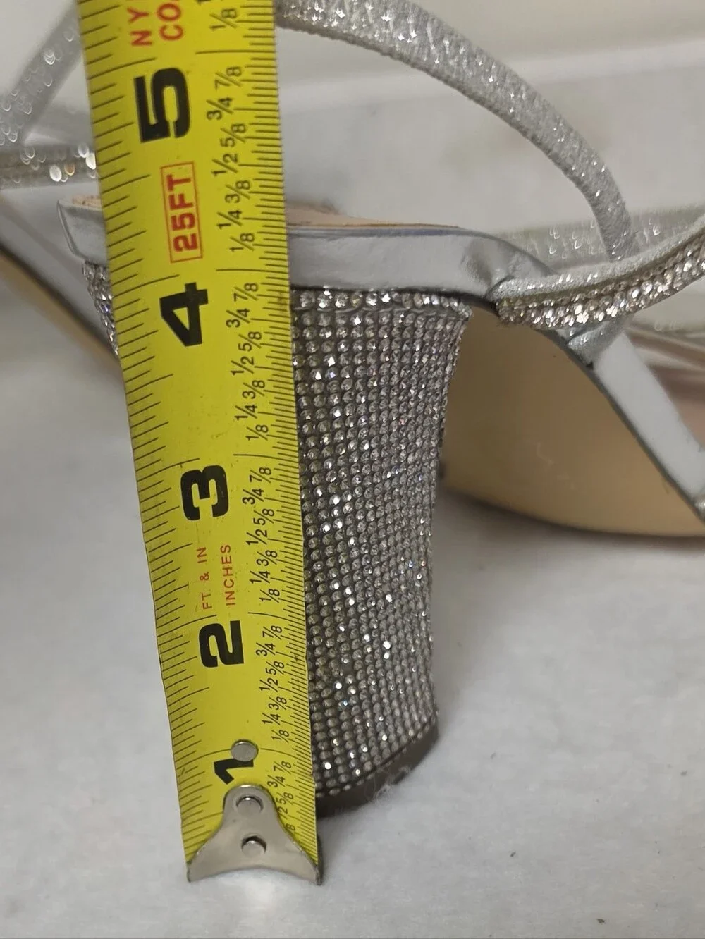 Nina Shoes Silver Crystal Block Heel Sandals